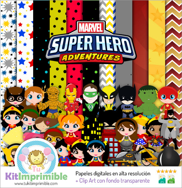 Super Heroes Digital Paper M4 – Muster, Charaktere und Zubehör