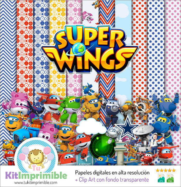 Papel Digital Super Wings M3 - Patrones, Personajes y Accesorios