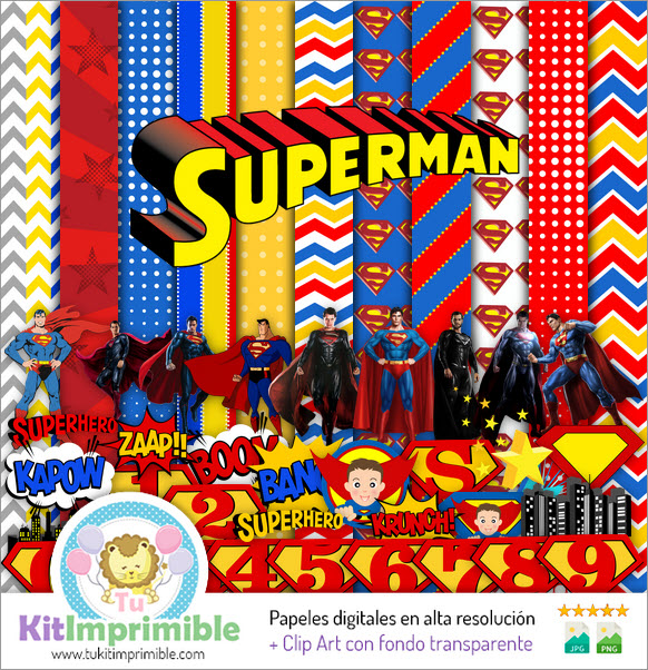 Цифровая бумага Superman M1 — выкройки, персонажи и аксессуары