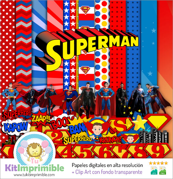 Superman Digital Paper M2 – Muster, Charaktere und Zubehör