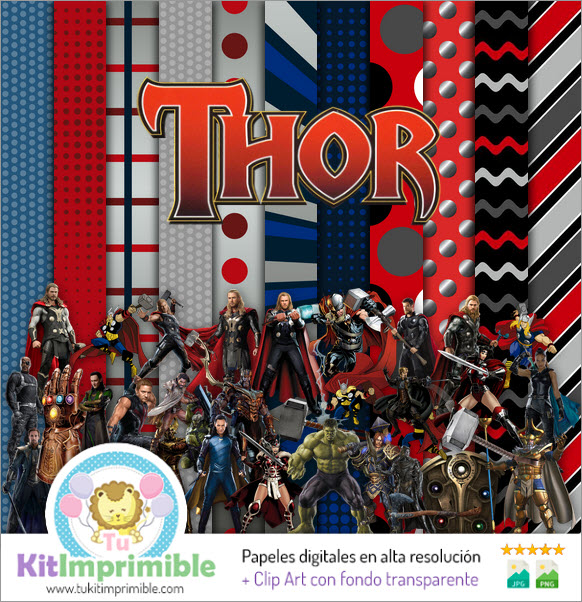 Цифровая бумага Thor Superhero M1 — выкройки, персонажи и аксессуары