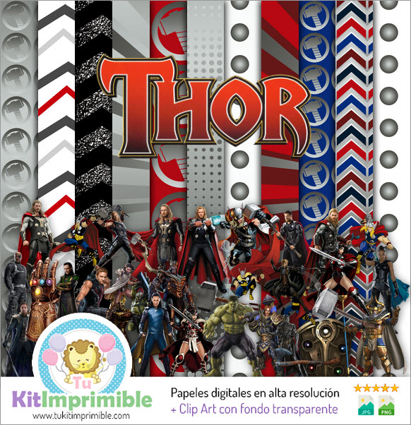 Thor Superhero Digital Paper M2 - Patterns, Characters and Accessories