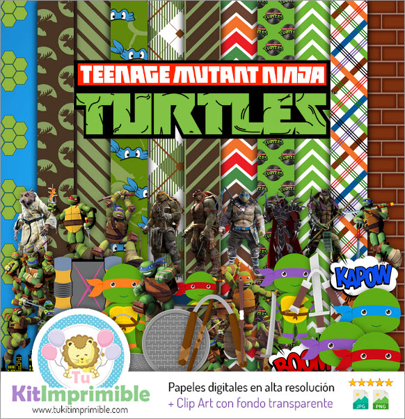 Ninja Turtles Digital Paper M1 – Muster, Charaktere und Zubehör