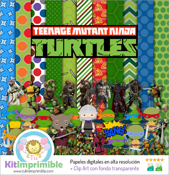 Ninja Turtles Digital Paper M2 – Muster, Charaktere und Zubehör