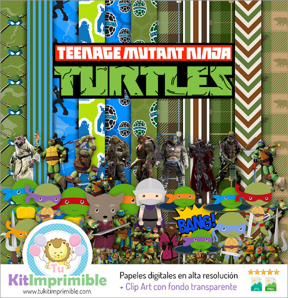 Ninja Turtles Digital Paper M4 - Patterns, Characters and Accessories
