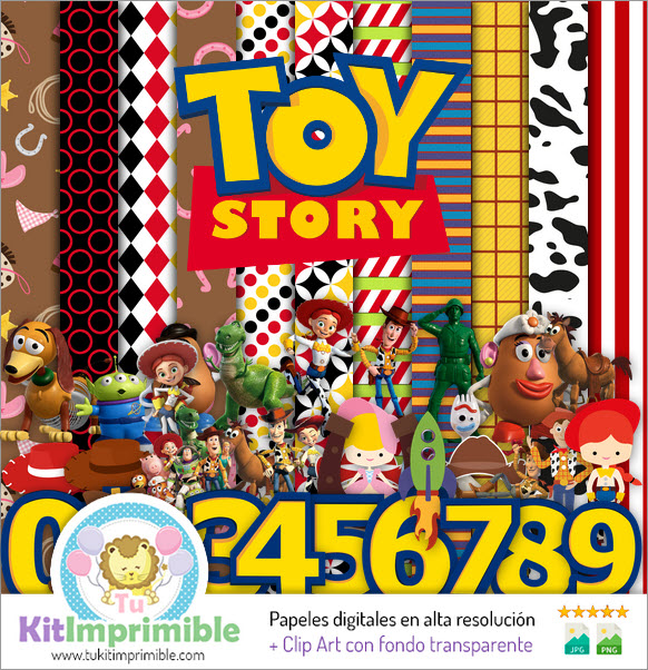 Digitales Papier Toy Story M1 – Muster, Charaktere und Zubehör