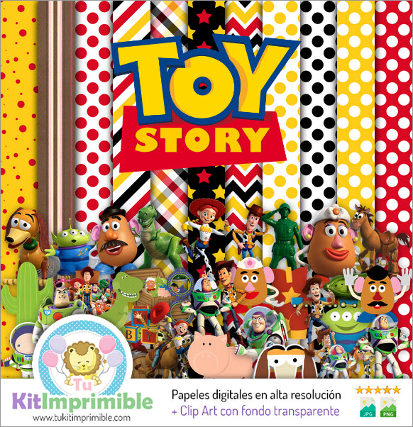 Digitales Papier Toy Story M4 – Muster, Charaktere und Zubehör