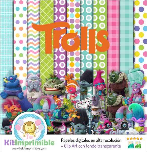 Trolls Digital Paper M1 - Patterns, Characters and Accessories