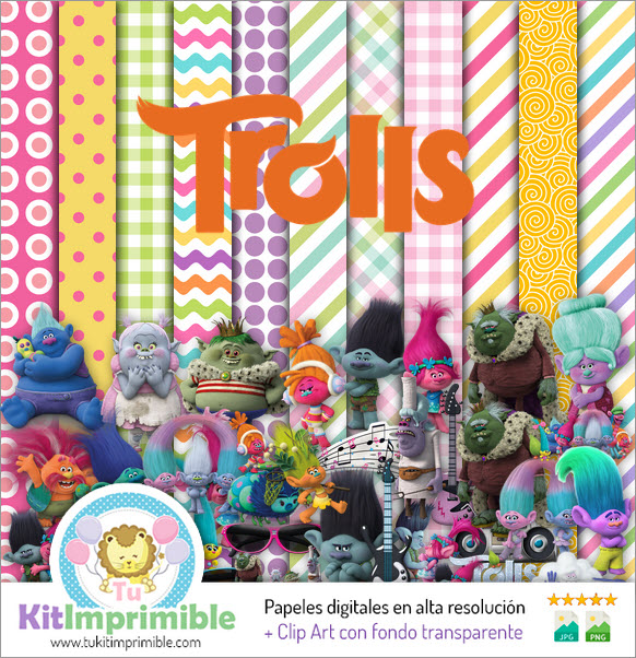 Trolls Digital Paper M2 - Patterns, Characters and Accessories