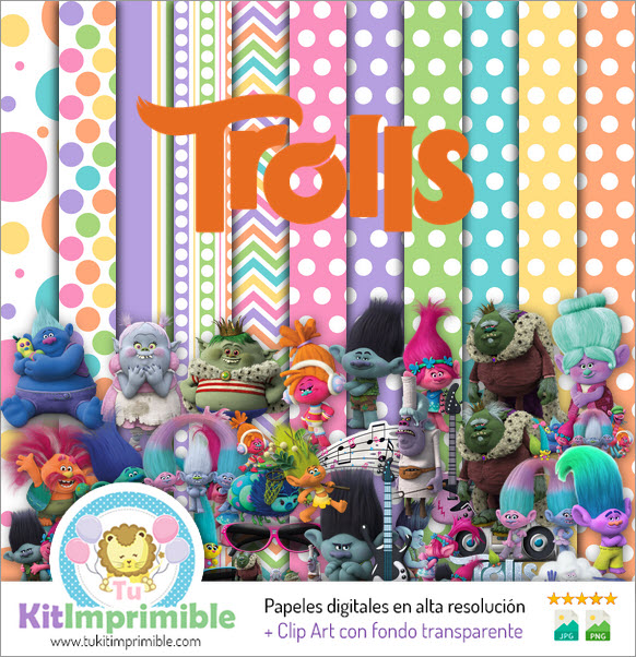 Trolls Digital Paper M3 - Patterns, Characters and Accessories