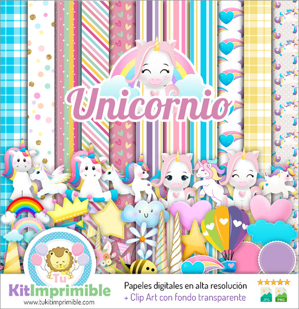 Unicorn Digital Paper M6 - Patterns, Characters and Accessories