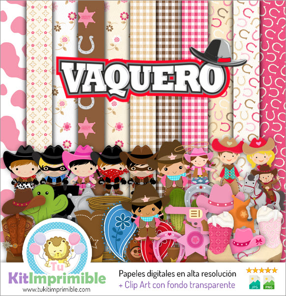 Cowboy Ranchera Digital Paper M1 - Patterns, Characters and Accessories