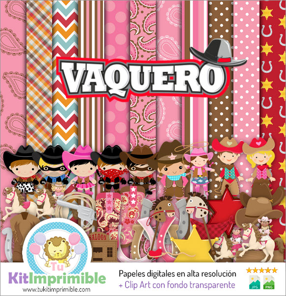 Cowboy Ranchera Digital Paper M4 - Patterns, Characters and Accessories