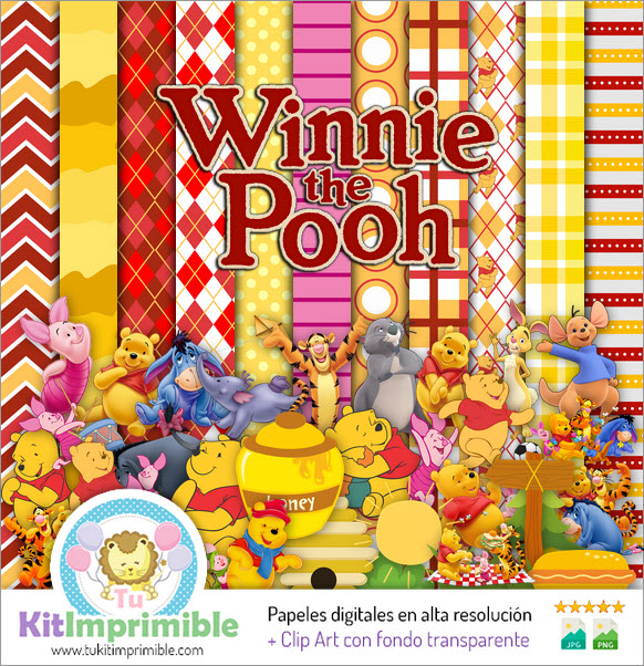 Papel Digital Winnie The Pooh M2 - Padrões, Personagens e Acessórios