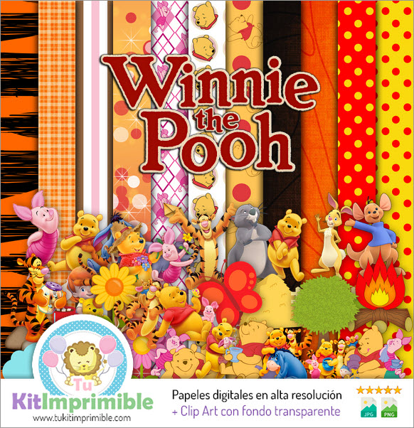 Papel Digital Winnie The Pooh M3 - Padrões, Personagens e Acessórios