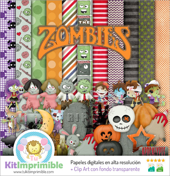 Zombie M1 Digital Paper – Muster, Charaktere und Zubehör