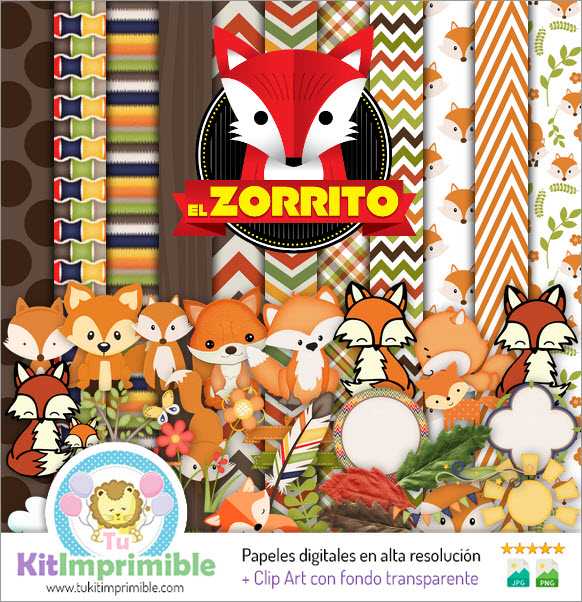 Little Fox Digital Paper M1 - Patterns, Characters and Accessories