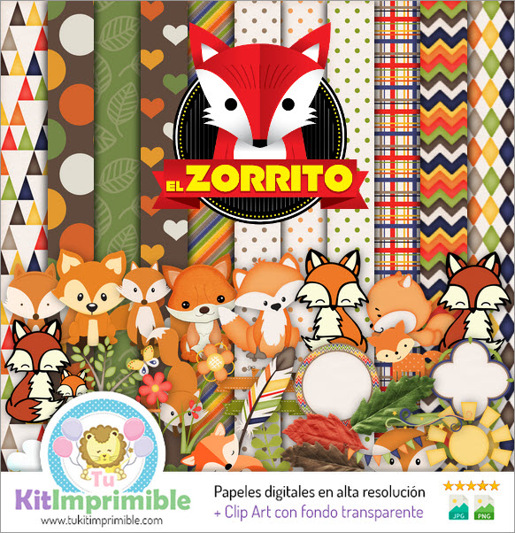 Little Fox Digital Paper M3 - Patterns, Characters and Accessories